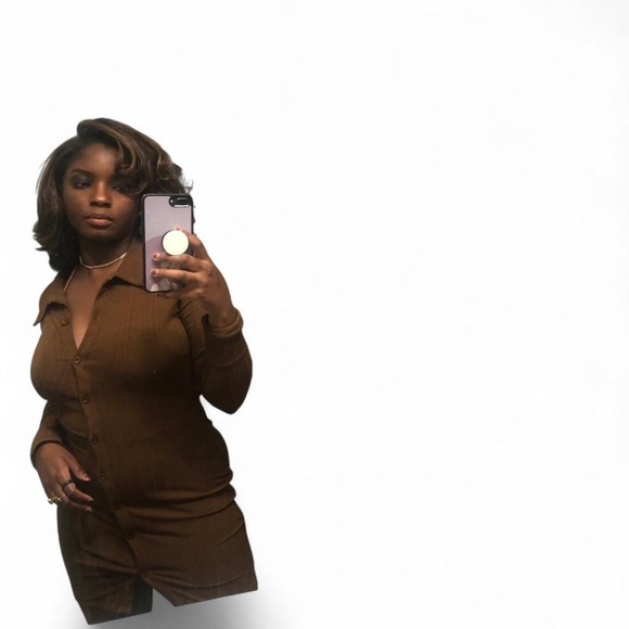 NA-KD Brown Midi Button up dress - Picture 2 of 4